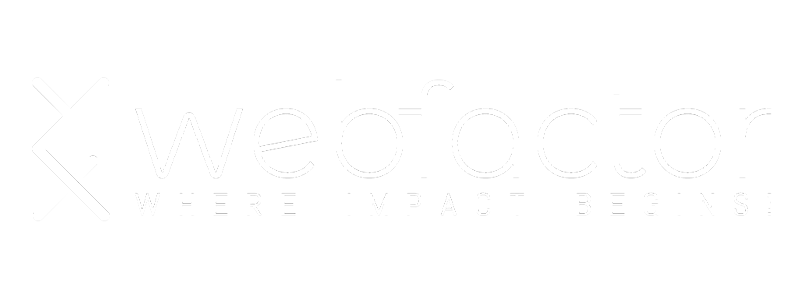 Die Grafik zeigt das Logo webfactor mit dem Slogan "Where Impact begins!"